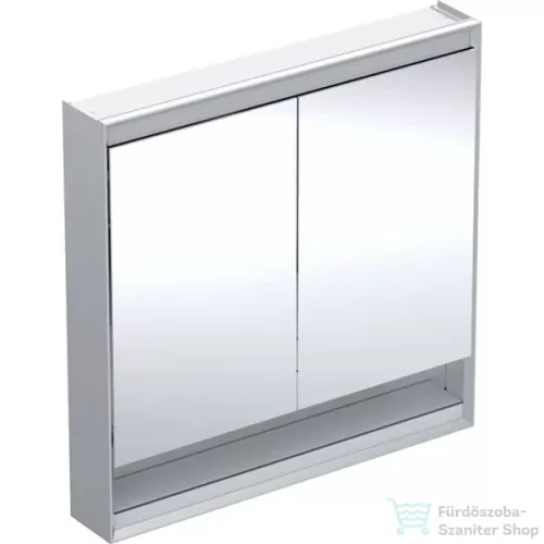 Geberit ONE 90x90 cm-es kétajtós tükrös szekrény ComfortLight világítással,nyitott polccal,eloxált alumínium 505.833.00.1
