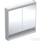 Geberit ONE 90x90 cm-es kétajtós tükrös szekrény ComfortLight világítással,nyitott polccal,eloxált alumínium 505.833.00.1