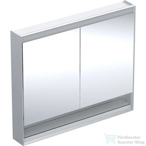 Geberit ONE 105x90 cm-es kétajtós tükrös szekrény ComfortLight világítással,nyitott polccal,eloxált alumínium 505.834.00.1
