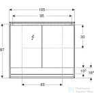 Geberit ONE 105x90 cm-es kétajtós tükrös szekrény ComfortLight világítással,nyitott polccal,fehér/porszórt alumínium 505.834.00.2