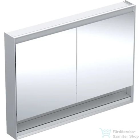 Geberit ONE 120x90 cm-es kétajtós tükrös szekrény ComfortLight világítással,nyitott polccal,eloxált alumínium 505.835.00.1