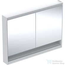   Geberit ONE 120x90 cm-es kétajtós tükrös szekrény ComfortLight világítással,nyitott polccal,fehér/porszórt alumínium 505.835.00.2
