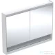 Geberit ONE 120x90 cm-es kétajtós tükrös szekrény ComfortLight világítással,nyitott polccal,fehér/porszórt alumínium 505.835.00.2