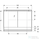 Geberit ONE 120x90 cm-es kétajtós tükrös szekrény ComfortLight világítással,nyitott polccal,fehér/porszórt alumínium 505.835.00.2