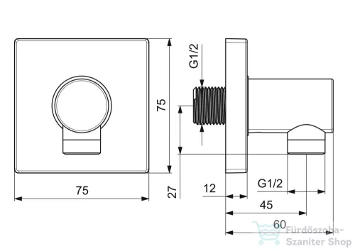Hansa gégecső csatlakozó,króm 51180170