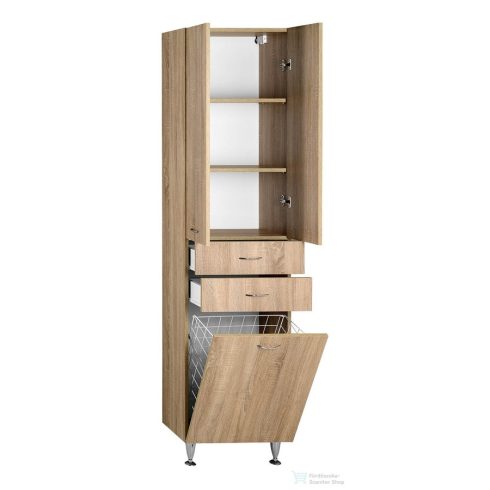 AQUALINE ZOJA állószekrény fiókkal, szennyeskosárral, 50x184x29cm, platina tölgy 51295