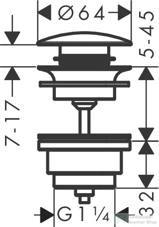 Hansgrohe AXOR push-open leeresztő túlfolyós mosdóhoz,rozsdamentes acél hatású 51300800
