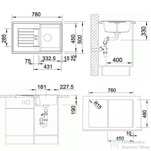 Blanco ZIA 45 S SILGRANIT® mosogató medence, antracit 514732