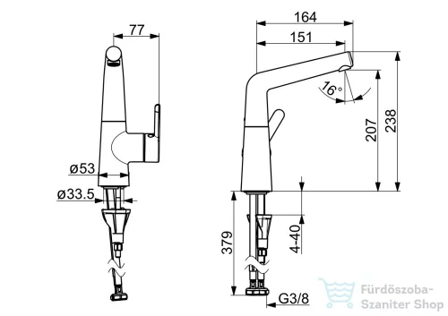 Hansa Hansadesigno Style mosdó csaptelep forgatható kifolyóval,leeresztő nélkül,króm 51492283