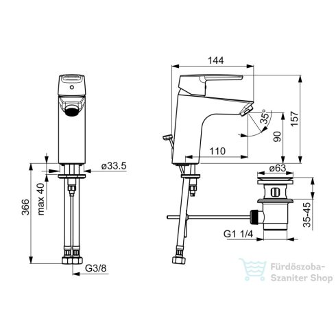 Hansa Hansapolo Eco mosdó csaptelep automata leeresztővel,króm 5150229300676