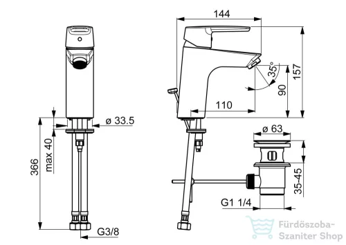 Hansa Hansapolo XL mosdó csaptelep automata leeresztővel,króm 51502293