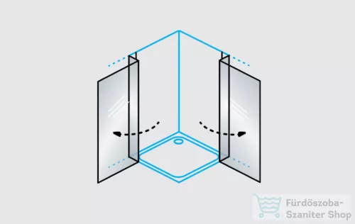 Kolpa San Polaris Q 100 SBR/1 szögletes nyílóajtós zuhanykabin, króm  515330