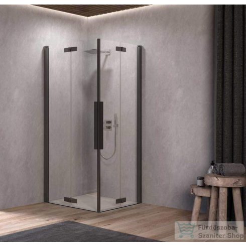 Kolpa San Polaris Fold Q 90 B/1 szögletes harmonika rendszerű zuhanykabin, fekete 516130