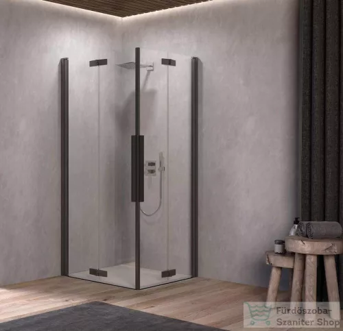 Kolpa San Polaris Fold Q 100 B/1 szögletes harmonika rendszerű zuhanykabin, fekete 516140