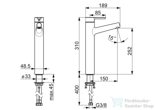 Hansa Hansadesigno Style mosdó csaptelep leeresztő nélkül,króm 51692283