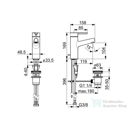 Hansa Hansadesigno Style mosdó csaptelep automata leeresztővel,króm 51712283