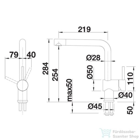 BLANCO LINUS álló mosogató csaptelep, fényes rozsdamentes 517183