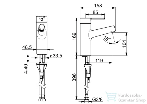 Hansa Hansadesigno Style mosdó csaptelep leeresztő nélkül,króm 51722283