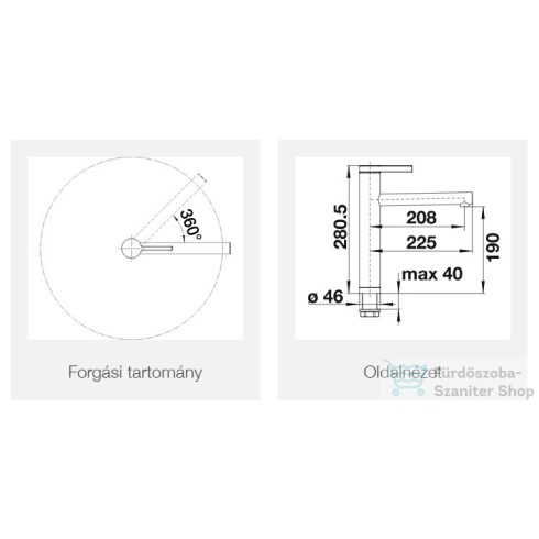 BLANCO Linee álló mosogató csaptelep, selyemmatt rozsdamentes acél 517596