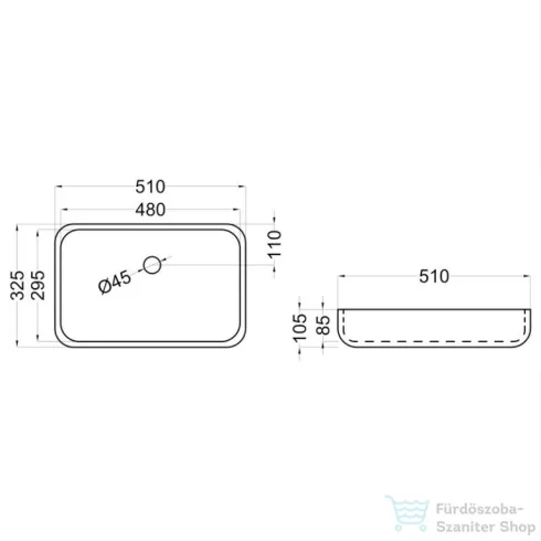 Coycama Masai 51x32,5 cm-es pultra ültethető mosdó leeresztő nélkül,fehér 51806051