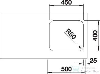 Blanco SUPRA 450-U rozsdamentes acél mosogató medence alulról való beépítéshez, fényezett acél 518203