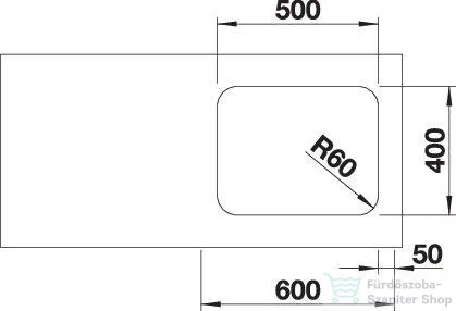 Blanco SUPRA 500-U rozsdamentes acél mosogató medence alulról való beépítéshez, fényezett acél 518205