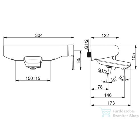 Hansa Hansadesigno kádtöltő csaptelep zuhanyszett nélkül,króm 51852183