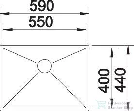 Blanco ZEROX 550-U rozsdamentes acél mosogató medence alulról való beépítéshez, selyemfényű acél 521591