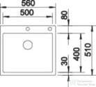 Blanco CLARON 500-IF/A rozsdamentes acél mosogató medence, PushControl lefolyó-távműködtetővel, selyemfényű acél 521633