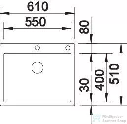Blanco CLARON 550-IF/A rozsdamentes acél mosogató medence, PushControl lefolyó-távműködtetővel, selyemfényű acél 521639