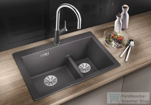Blanco PLEON 6 SILGRANIT® Split mosogató medence, balos főmedence, palaszürke 521690