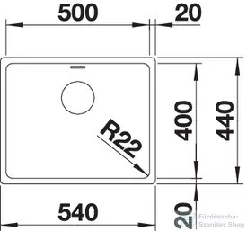 Blanco ANDANO 500-U rozsdamentes acél mosogató medence alulról való beépítéshez, selyemfényű acél 522967