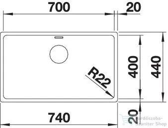 Blanco ANDANO 700-U rozsdamentes acél mosogató medence alulról való beépítéshez, selyemfényű acél 522971