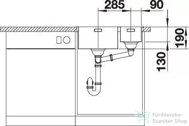 Blanco ANDANO 340/180-IF rozsdamentes acél mosogató medence, jobbos főmedencével, selyemfényű acél 522973