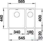 Blanco ANDANO 340/180-IF rozsdamentes acél mosogató medence, balos főmedencével, selyemfényű acél 522975