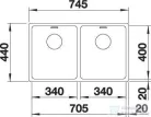 Blanco ANDANO 340/340-IF rozsdamentes acél mosogató medence, selyemfényű acél 522981