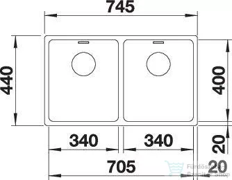 Blanco ANDANO 340/340-IF rozsdamentes acél mosogató medence, selyemfényű acél 522981