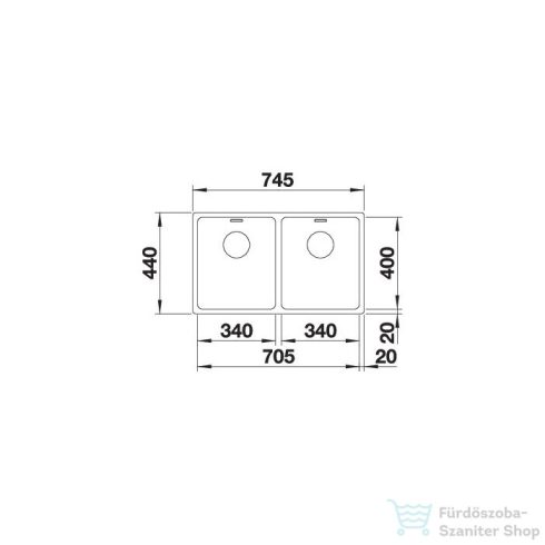 Blanco ANDANO-U 340/340 selyemfényű rozsdamentes acél mosogató 522983