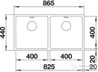 Blanco ANDANO 400/400-IF rozsdamentes acél mosogató medence, selyemfényű acél 522985