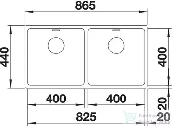 Blanco ANDANO 400/400-IF rozsdamentes acél mosogató medence, selyemfényű acél 522985