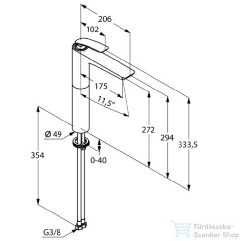 Kludi BALANCE magasított mosdócsaptelep matt fekete/króm 522988775