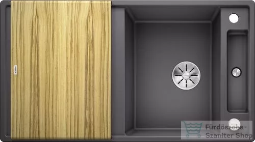Blanco AXIA III 5 S SILGRANIT® mosogató medence, távműködtetővel, fa vágódeszkával, palaszürke 523206