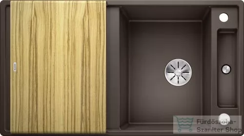 Blanco AXIA III 5 S SILGRANIT® mosogató medence, távműködtetővel, fa vágódeszkával, kávé 523214