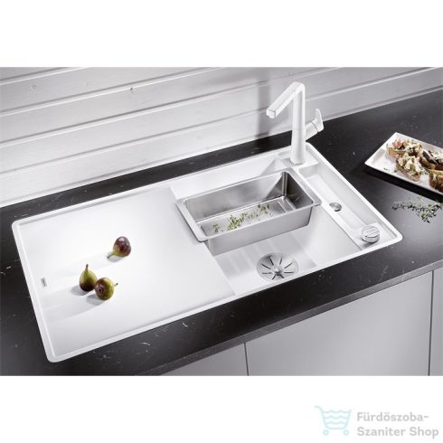 BLANCO AXIA III 5 S-F silgránit mosogató medence,forgatható kivitel, üveg vágólappal, munkalapszintű beépítés, palaszürke 523232