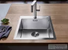 Blanco CLARON 400-IF/A DURINOX rozsdamentes acél mosogató medence, PushControl lefolyó-távműködtetővel, selyemfényű acél 523392