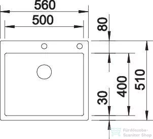 Blanco CLARON 500-IF/A DURINOX rozsdamentes acél mosogató medence, PushControl lefolyó-távműködtetővel, selyemfényű acél 523393