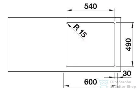 Blanco CLARON 500-IF/A DURINOX rozsdamentes acél mosogató medence, PushControl lefolyó-távműködtetővel, selyemfényű acél 523393