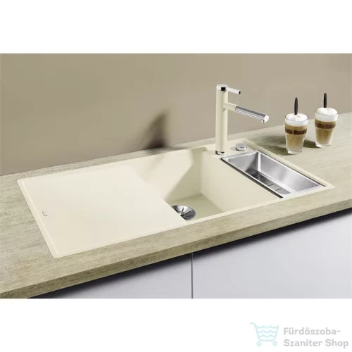 Blanco AXIA III 6 S-F SILGRANIT® mosogató medence munkalapszintű beépítéshez, távműködtetővel, fa vágódeszkával, jobbos főmedencével, palaszürke 523484