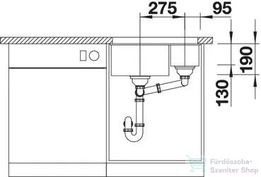 Blanco SUBLINE 340/160-U SILGRANIT® mosogató medence alulról való beépítéshez, jobbos főmedence, palaszürke 523559