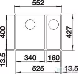Blanco SUBLINE 340/160-F SILGRANIT® mosogató medence munkalapszintű beépítéshez, balos főmedence, antracit 523568